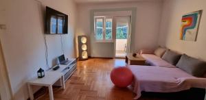 Televízia a/alebo spoločenská miestnosť v ubytovaní Apartment O.K.