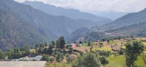 a view of a valley with mountains in the background at Hotel Holy Spirit in Phata