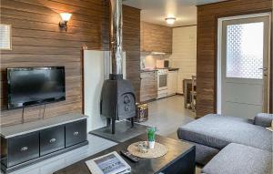 un soggiorno con TV e piano cottura di Stunning Home In Offersy With House A Panoramic View a Offersøy