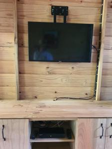 TV a/nebo společenská místnost v ubytování Le Chalet, La Petite Ferme