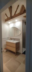 een badkamer met een wastafel en een spiegel bij La Demeure de l'Aubance in Saint-Mélaine-sur-Aubance