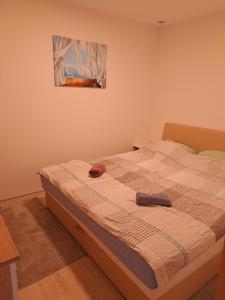 Postel nebo postele na pokoji v ubytování Lucija family apartment