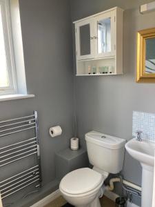 a bathroom with a white toilet and a sink at Ballantrae in Wool +7 photos