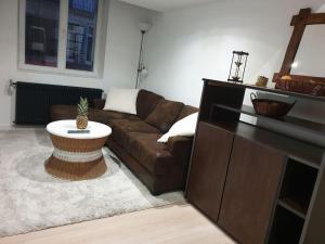 een woonkamer met een bank en een salontafel bij Marron 5 stars appartement in Amiens
