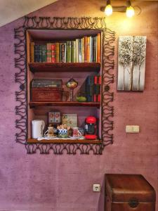 un mur avec une étagère et des livres dessus dans l'établissement Atico 3 dormitorios Ron Manuel Marbella Centro, à Marbella