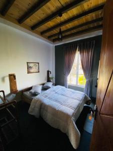 努沃勒埃利耶的住宿－Rustique House dbl，一间卧室设有一张大床和一个窗户。
