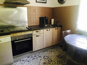 eine kleine Küche mit einer Spüle und einem Herd in der Unterkunft VILLA EDEN in Figari
