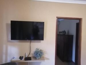 a flat screen tv hanging on a wall at The Elephants Tusk B&B in Umkomaas