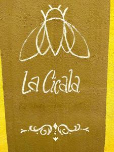 Eine Zeichnung eines weiblichen Käfers auf einem braunen Papier. in der Unterkunft La cicala in Rosignano Marittimo