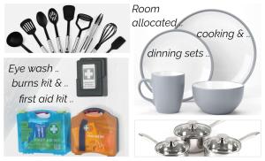 a collage of pictures of kitchen utensils and appliances at Town House Chantry - With Self Check In and Free Parking - Rooms at ipswichdigs in Ipswich