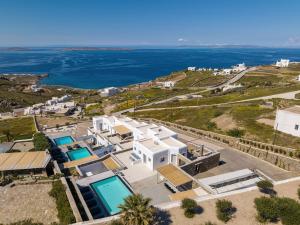 an aerial view of a house with the ocean at Villa Cataleya 1 PRIVATE POOL in Fanari