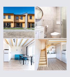un collage de cuatro fotos de una casa en Ośrodek Wypoczynkowy Marcela en Mielno