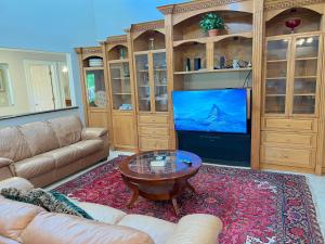 a living room with a couch and a tv at Resort Like house, 4 bedrooms, 3 bathrooms in Orlando