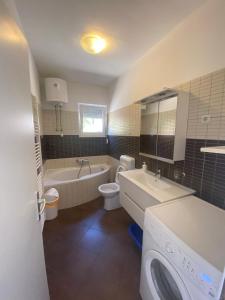 a bathroom with a sink and a toilet and a bath tub at Mare in Brodarica