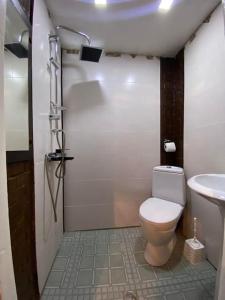 een badkamer met een toilet en een wastafel bij ქირავდება დღიურად in Tbilisi City