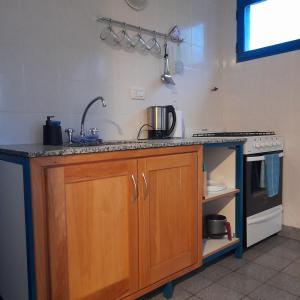 - une cuisine avec un évier et un comptoir dans l'établissement EsKel I, à Esquel