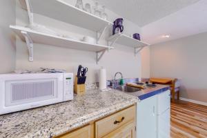 eine Küche mit einer weißen Mikrowelle und einer Spüle in der Unterkunft Baneberry Inn 3 in White Pine