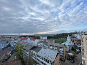 einen Blick über eine Stadt mit Gebäuden in der Unterkunft Sunny Luxury Home G. Enescu in Suceava