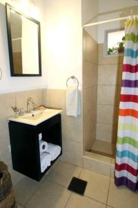 a bathroom with a sink and a shower at Ventanas al cerro recargado! in La Rioja