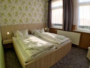 Säng eller sängar i ett rum på Blechleppel - Die Pension im Harz