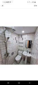 un baño con inodoro y lavabo en Plexanovi Apart, en Tiflis