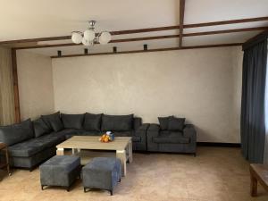 a living room with a couch and a table at Tsaghkadzor Villa in Tsaghkadzor