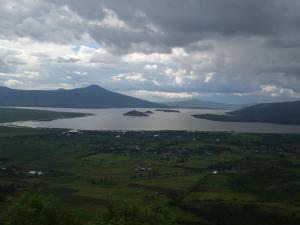 an aerial view of a large body of water at Eco Hotel Ixhi in Pátzcuaro