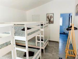 Pokój z 4 łóżkami piętrowymi i drabiną w obiekcie Villa in Saint-Nazaire with private pool w mieście Saint-Nazaire +16 zdjęć