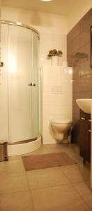 キェルツェにあるOranger Studioのバスルーム(シャワー、トイレ、シンク付)