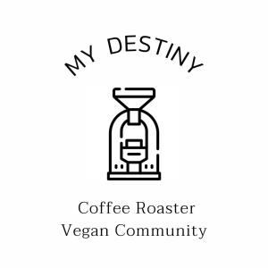 a bottle of coffee roaster with the words my destiny logo at My Destiny in Ban Wang Muang (1)
