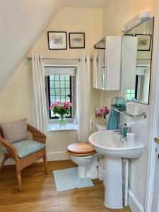 a bathroom with a sink and a toilet and a window at Parsonage House, Badminton in Great Badminton