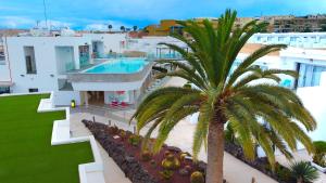 an aerial view of a resort with a palm tree at Hotel Taimar in Costa Calma