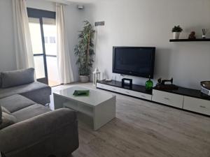 Televízia a/alebo spoločenská miestnosť v ubytovaní Apartamento Lances playa tarifa + 28 fotografií