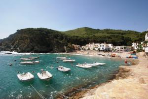 a group of boats in the water on a beach at Sant Gaieta H in Begur
