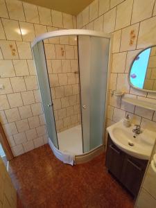 a bathroom with a shower and a sink at Tatrzańska Panorama in Gliczarów +83 photos
