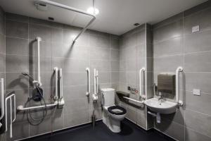 ein Bad mit einem WC und einem Waschbecken in der Unterkunft Ensuite Bedrooms with Shared Kitchen at Aspen House in Dublin in Dublin