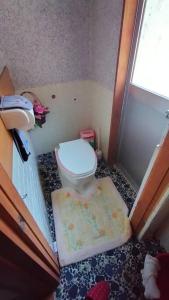małą łazienkę z toaletą w pokoju w obiekcie 里山アウトドアフィールド・古民家コテージとろせ w mieście Gujo