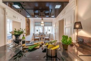 a kitchen with a counter with plants on it at PASSAU mittendrin in Passau
