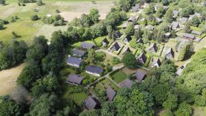 an aerial view of a village with houses and trees at Ferienhaus Robinson 113 in Waldbrunn