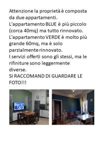 a collage of two pictures of a living room at Elisa e Carla House Beautiful apartments on the Cassia in Rome