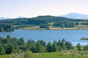 サン・タグレーヴにあるGîte les Rayolsの木々や山々が茂る湖の景色 +4枚の写真