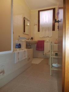 een badkamer met een wastafel en een toilet bij La casa delle rose in Su Forti
