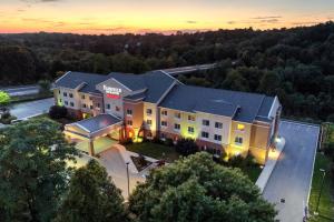 an overhead view of a building with a sunset in the background at Fairfield Inn & Suites by Marriott Harrisburg West/New Cumberland in New Cumberland