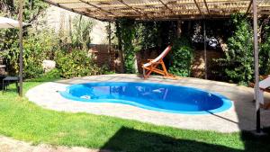 a small swimming pool with a chair in a yard at Cabaña en Valle de Elqui in Horcon
