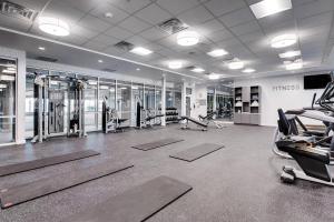 un gimnasio con varias cintas de correr y máquinas en él en TownePlace Suites by Marriott Chicago Schaumburg en Schaumburg