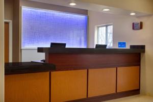 a waiting room with a large window in a hospital at Fairfield Inn & Suites Bismarck South in Bismarck