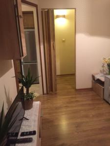 a room with a hallway with a plant on a table at Mieszkanie Diamentowa in Gdańsk