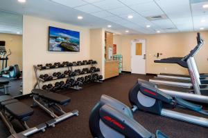 a gym with rows of exercise equipment in a room at TownePlace Suites by Marriott Fort Myers Estero in Estero