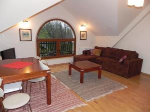 a living room with a couch and a table at Apartament Brandy Radowid in Zakopane