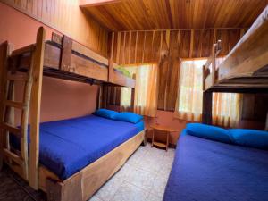 a bedroom with two bunk beds in a cabin at Casa Tranquilo Hostel in Monteverde Costa Rica